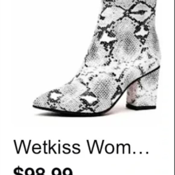 Wetkiss black and white Faux Lizard ankle boots sz 9 - Picture 3 of 8